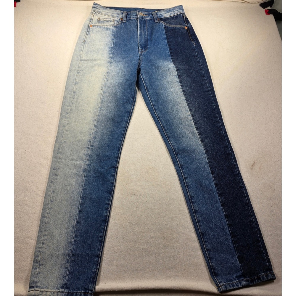 BLANKNYC The Bleecker Multi Tone Blue Colorblock Straight Leg Jean Size 27